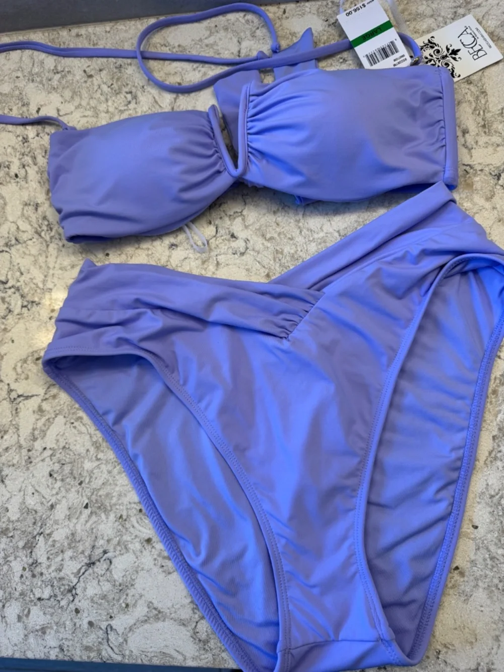 Becca Lavender Swimwear set butterfly top with high waisted bikini bottoms Large